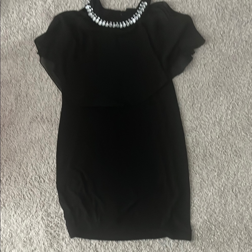 En Focus Sheer Cape Dress